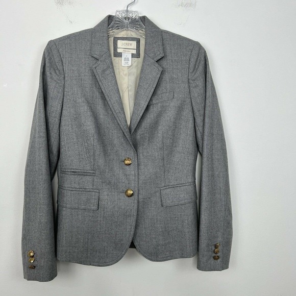 J. Crew Jackets & Blazers - J.Crew Schoolboy Blazer Jacket Size 2 Gray 100% Wool With Gold Buttons